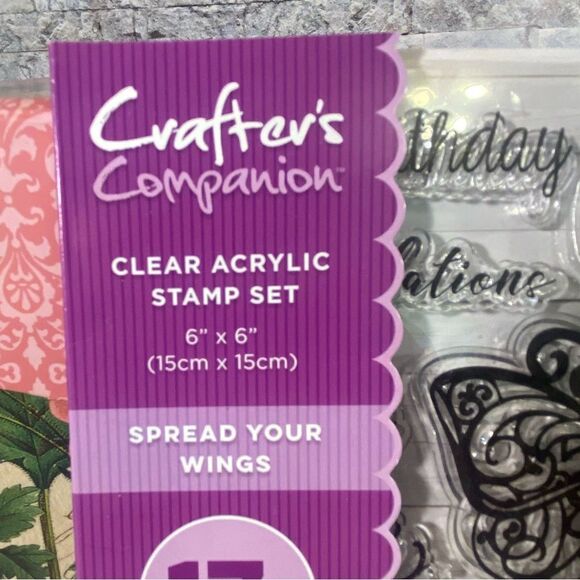Crafters Companion Clear Acrylic Stamps 17 Piece Set Card Making Scrapbook Craft - Picture 2 of 5